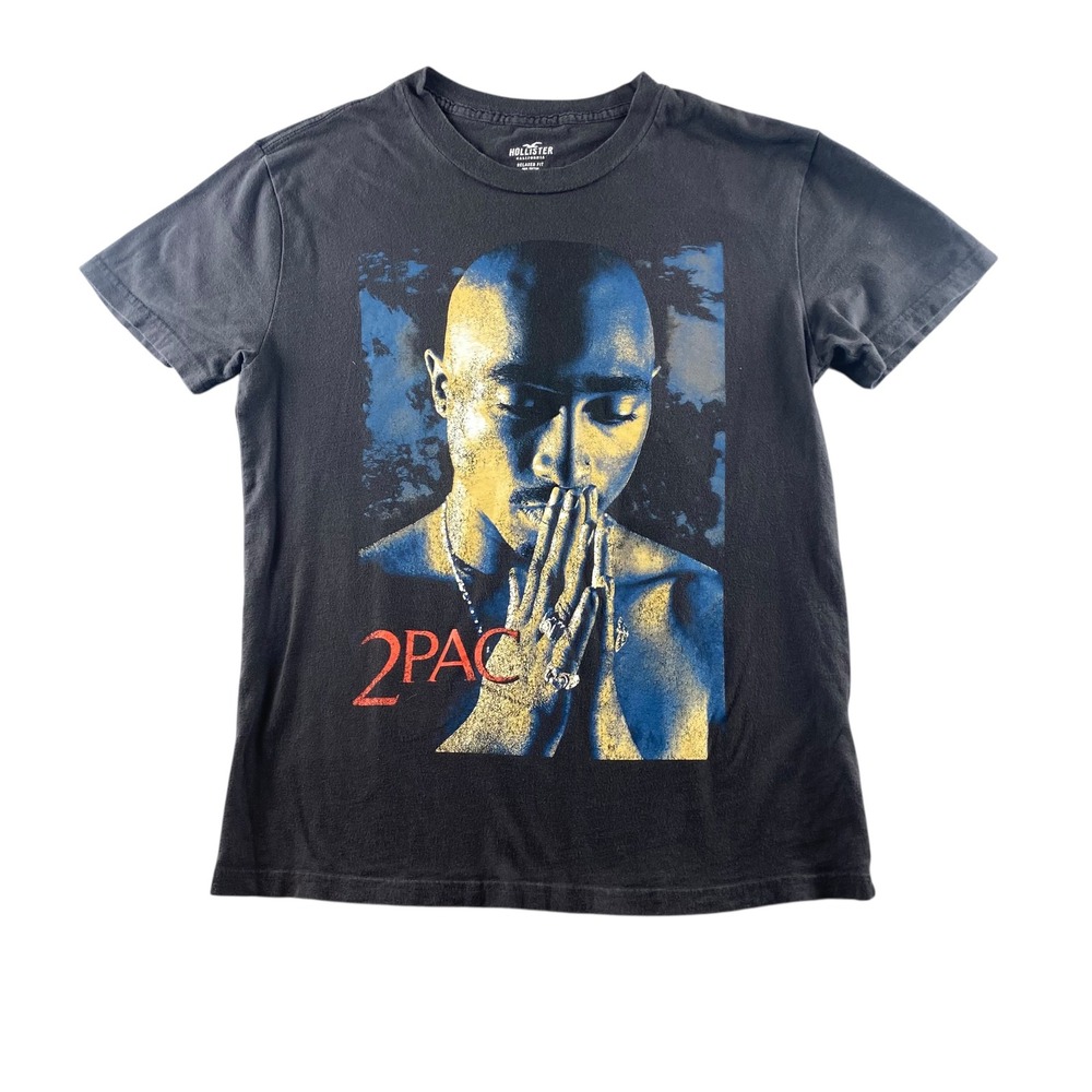 Hollister 2Pac Graphic T-Shirt Mens XS Faded Black Relaxed Fit Cotton SS